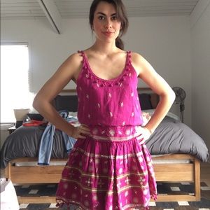 Calypso St. Barth Dress - Magenta, Hand Beaded